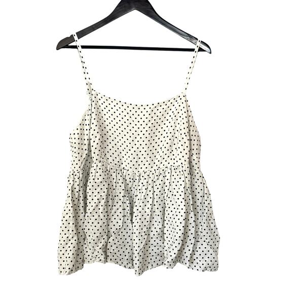 Kate Spade New York X Target Cream Black Mini Polka Dot Linen Baby Doll Tank Top - Picture 3 of 12